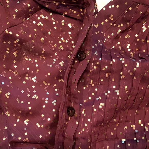 Chico’s size 1 sexy sheer sparkle button down blouse top - Picture 6 of 7